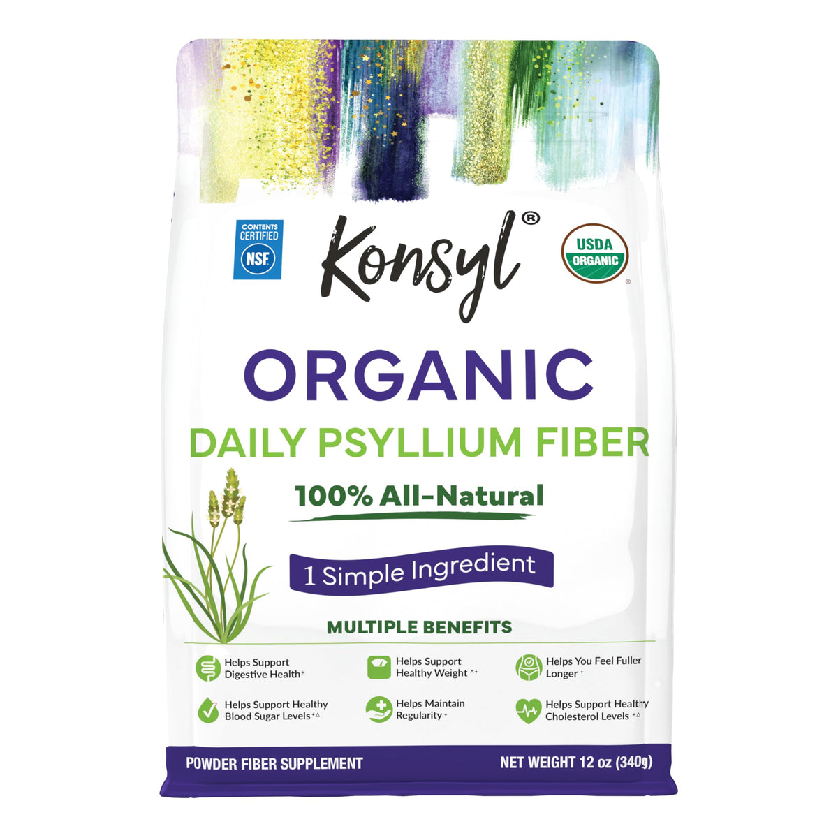 Konsyl USDA Organic Psyllium Husk Powder - 60 Servings