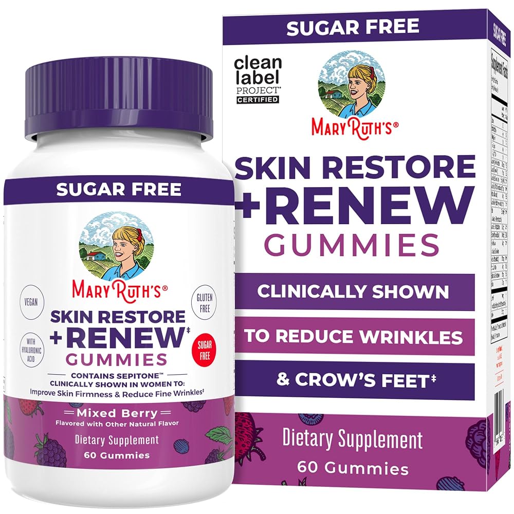 MaryRuth's Skin Restore + Renew Gummies with Hyaluronic Acid - 60 Gummies