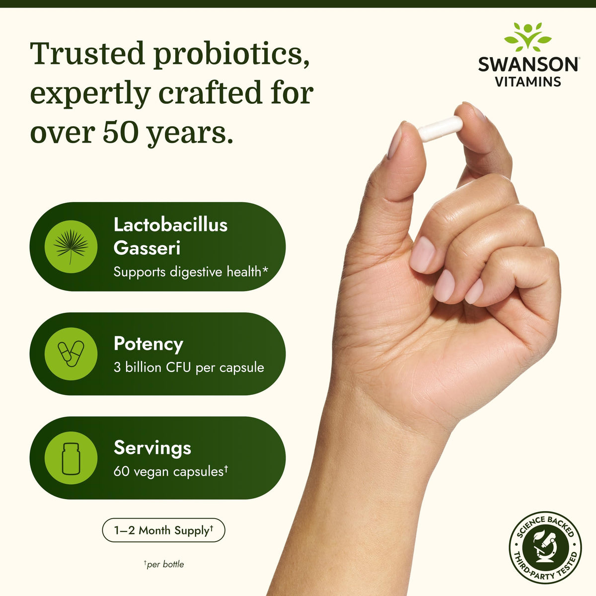 Swanson Lactobacillus Gasseri Probiotic for Adults - 120 Capsules - image 3