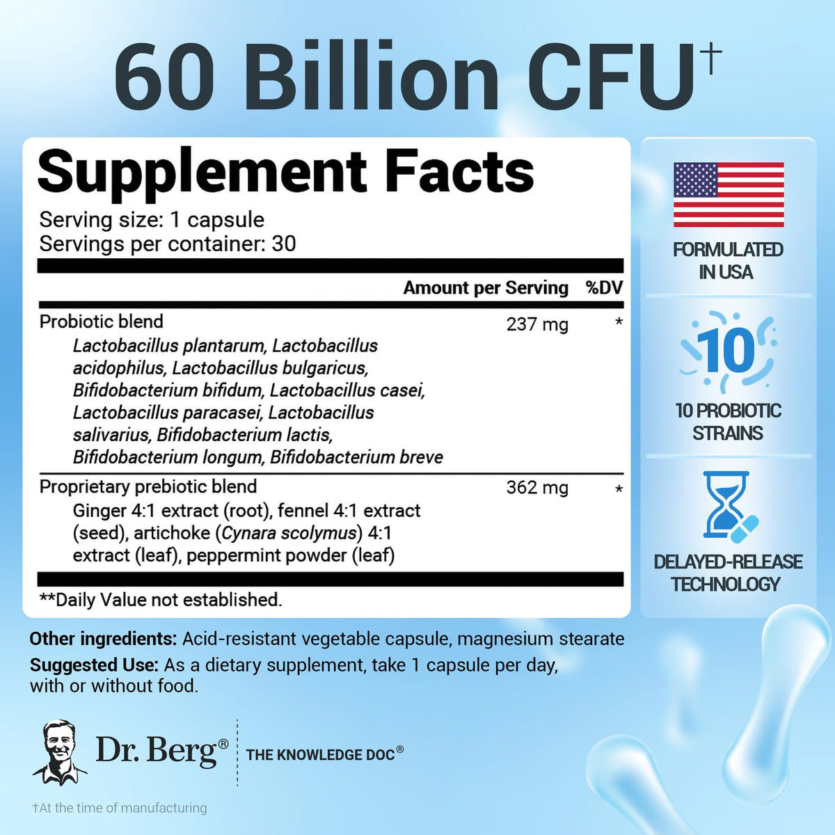 Dr. Berg Probiotic Supplement 60 Billion CFUs - 30 Capsules - image 2