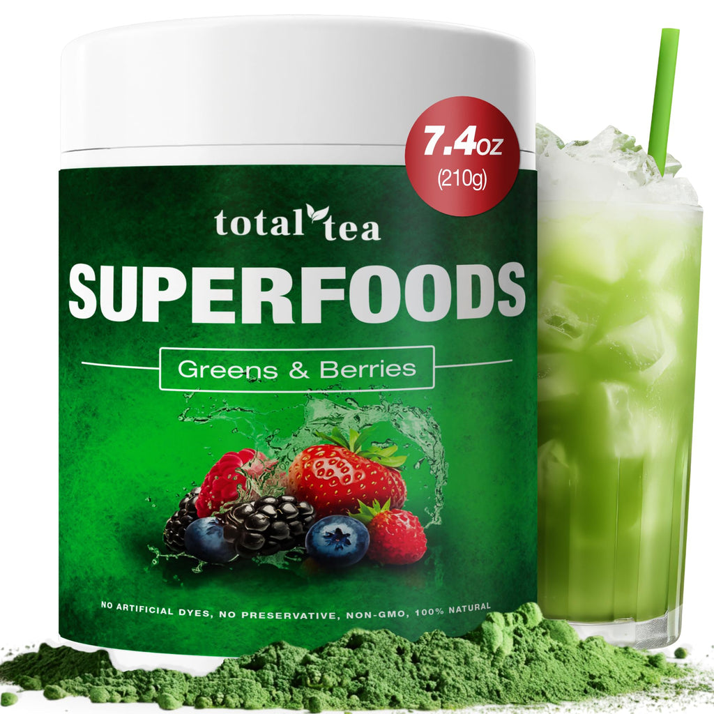 Total Tea Green Powder for Energy & Digestive Health - 30 Servings