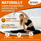 NEVISS Sugar Free Turmeric Curcumin Filled Gummies 550mg for Adults