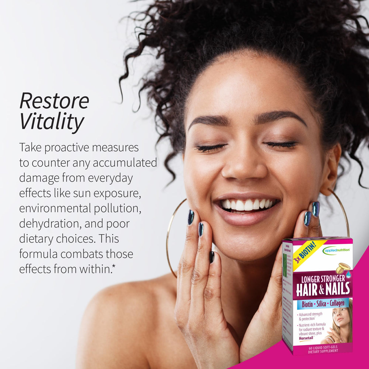 Applied Nutrition Longer Stronger Hair & Nails Beauty Formula - 60 Softgels - image 4