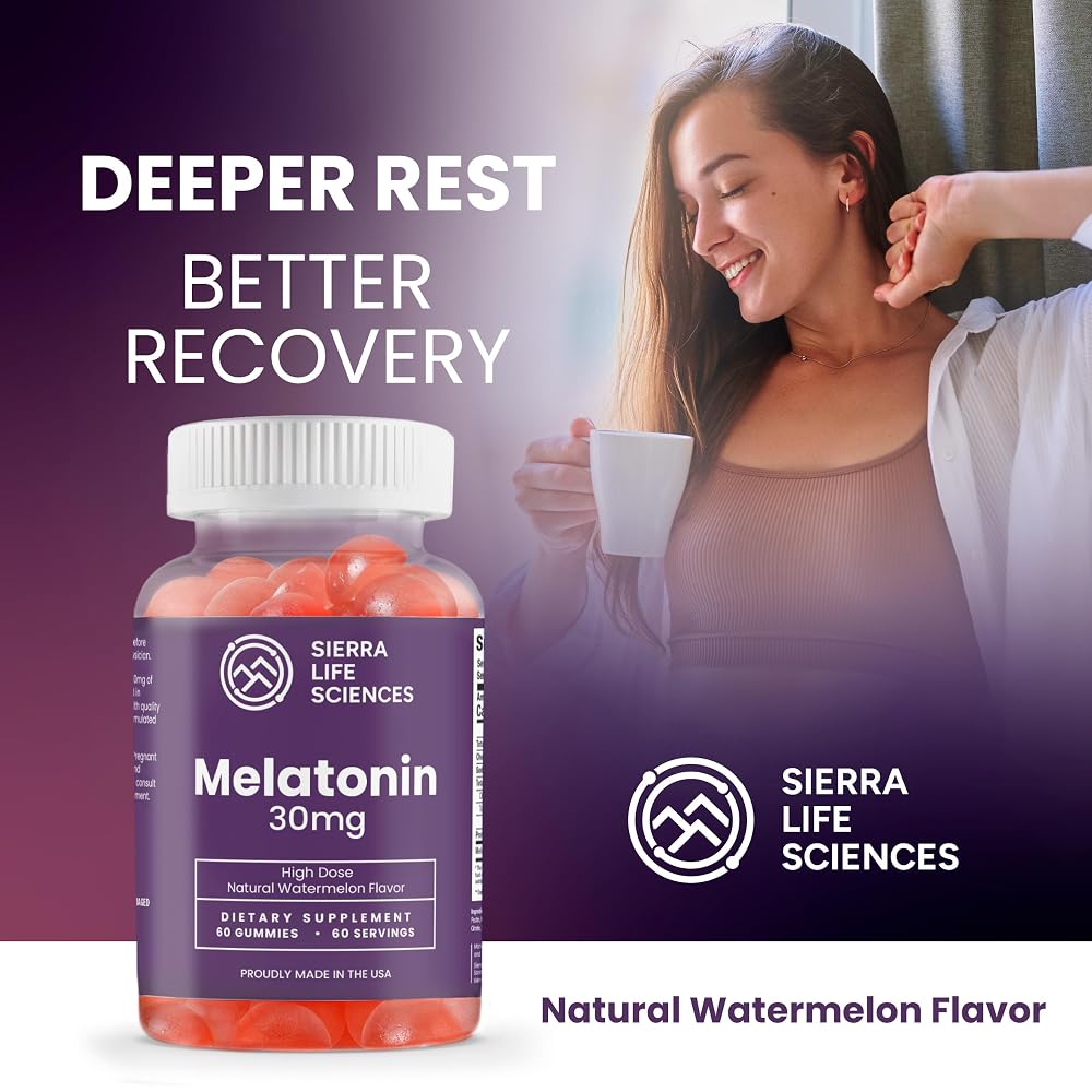 SIERRA LIFE SCIENCES Melatonin Gummies 30mg High Dose Vegan - 60 Gummies - image 2