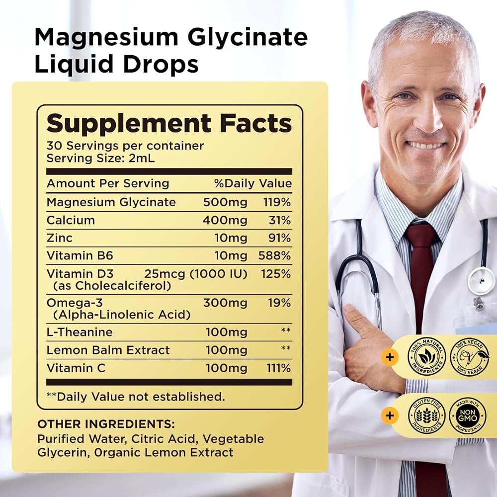 Dilib Magnesium Glycinate 500mg Liquid Drops for Sleep - 2 Fl Oz - image 6