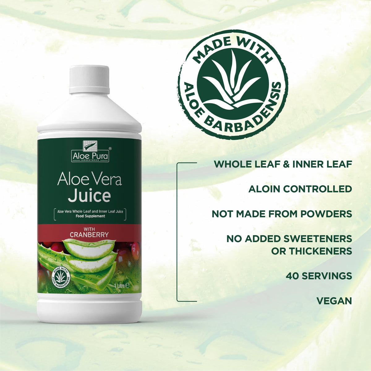 Aloe Pura Aloe Vera Juice Max Strength Cranberry - 1L - image 4