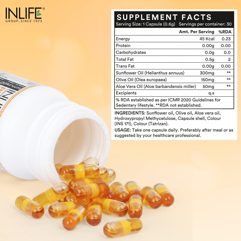 INLIFE Plant Based Natural Vitamin E Oil - 30 Vegetarian Capsules - image 2
