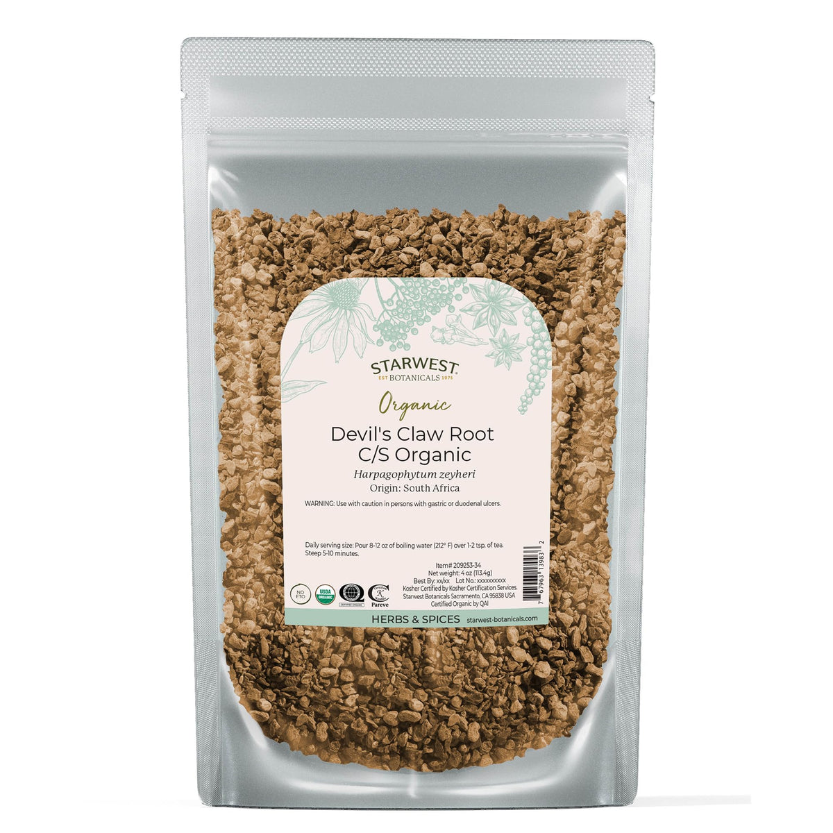 Starwest Botanicals Organic Devil's Claw Root Cut & Sifted - 4 oz