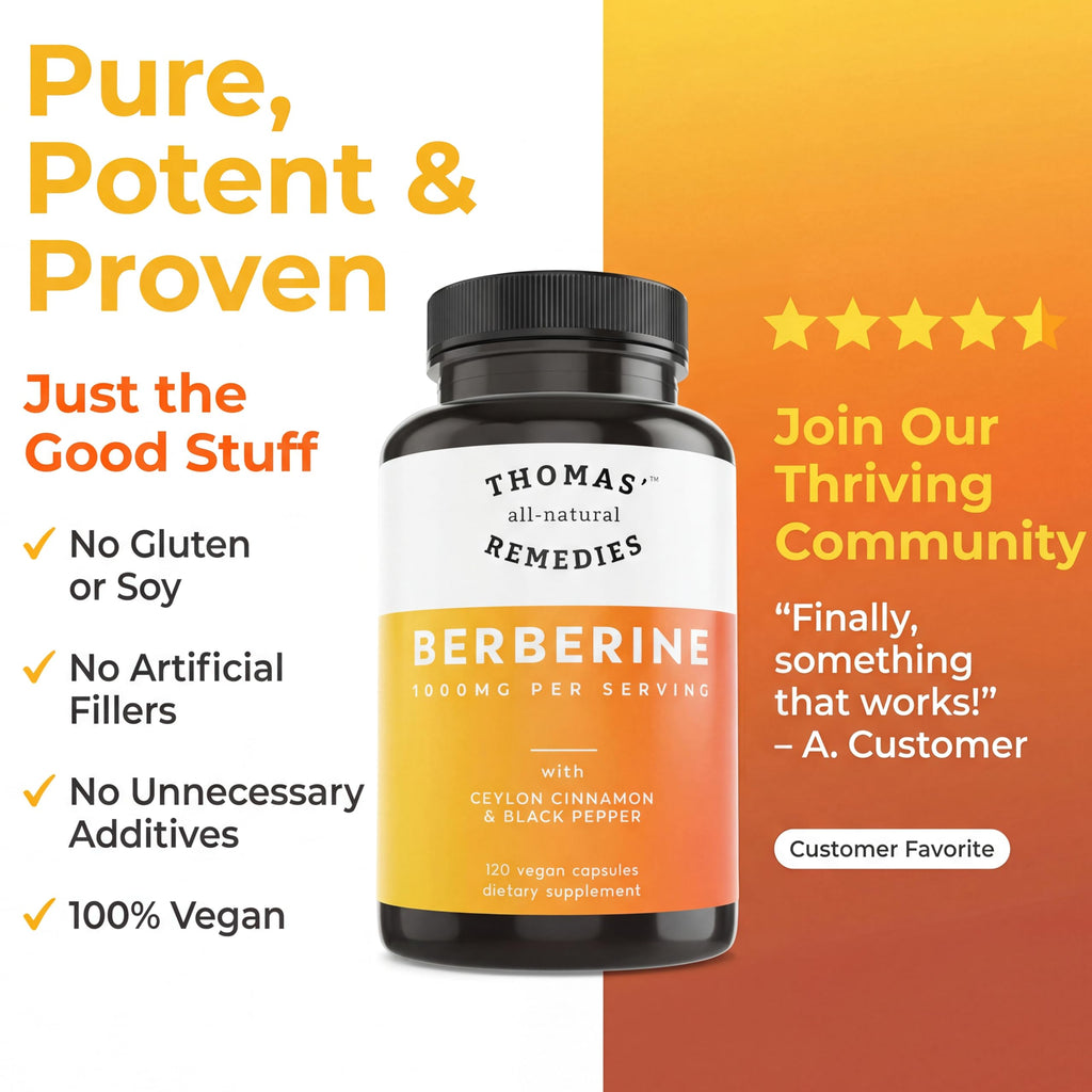 Thomas' all-natural Remedies Berberine 1000mg - 120 Vegetarian Capsules - image 5