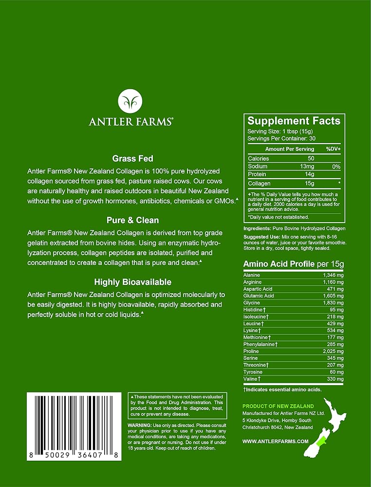 Antler Farms New Zealand Collagen Powder Grass Fed - 1 lb - image 6