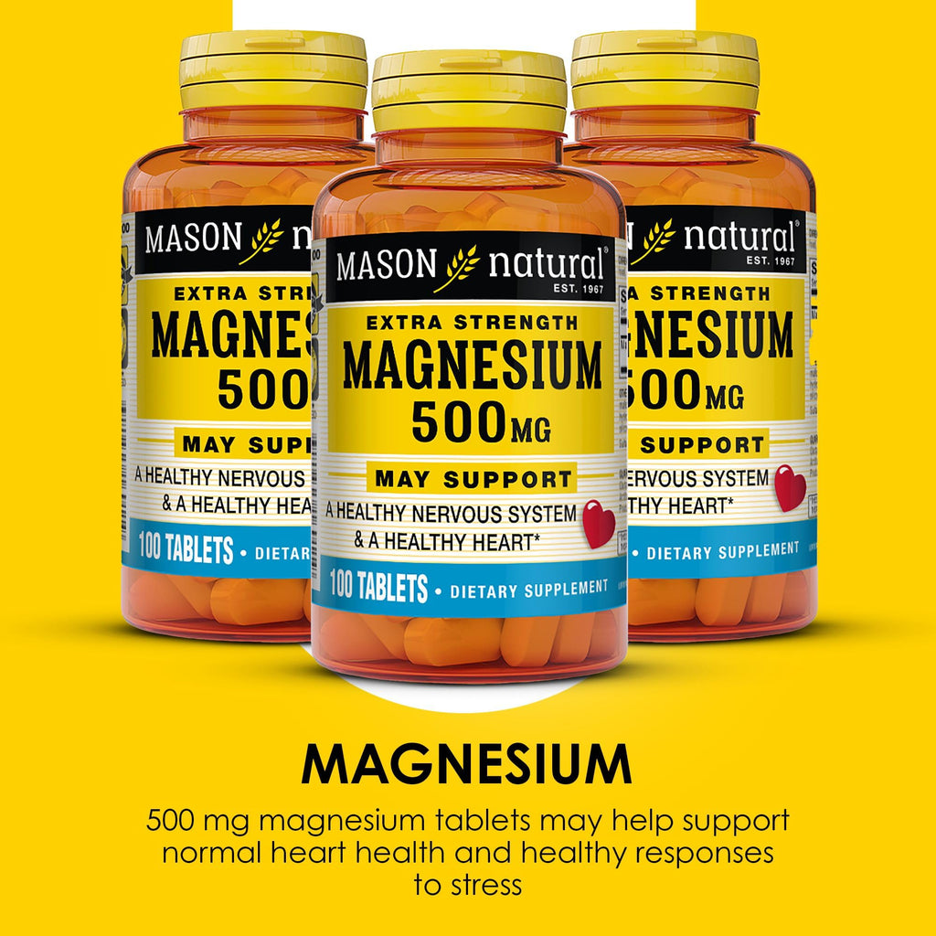 Mason Natural Magnesium 500 mg Extra Strength - 300 Tablets - image 4