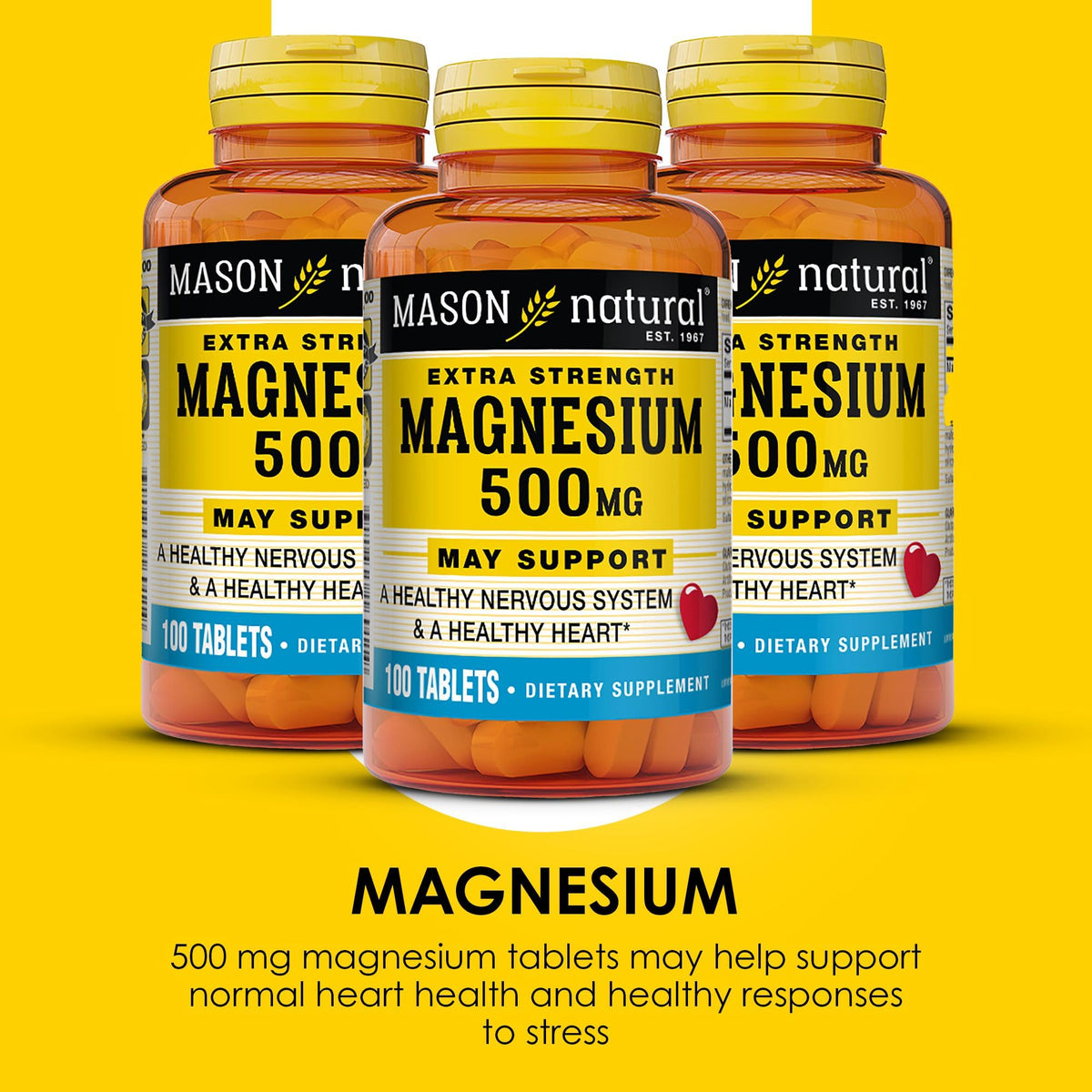 Mason Natural Magnesium 500 mg Extra Strength - 300 Tablets - image 4
