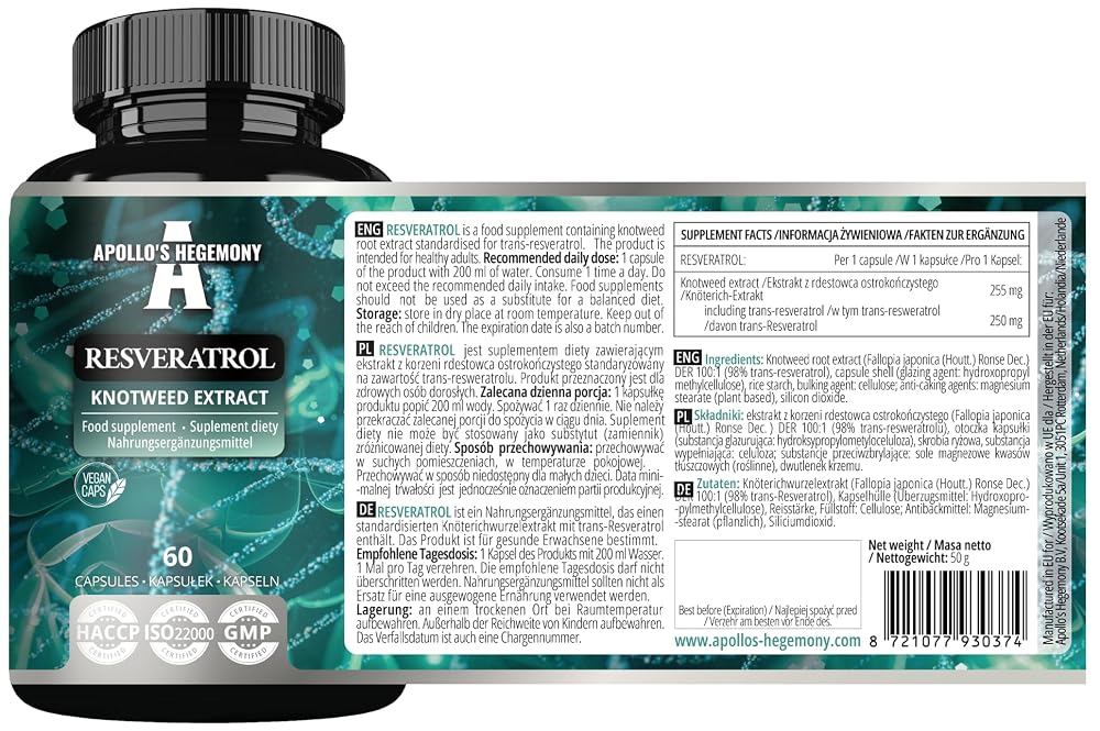 APOLLO'S HEGEMONY Resveratrol 400 mg - 60 Vegan Capsules - image 2