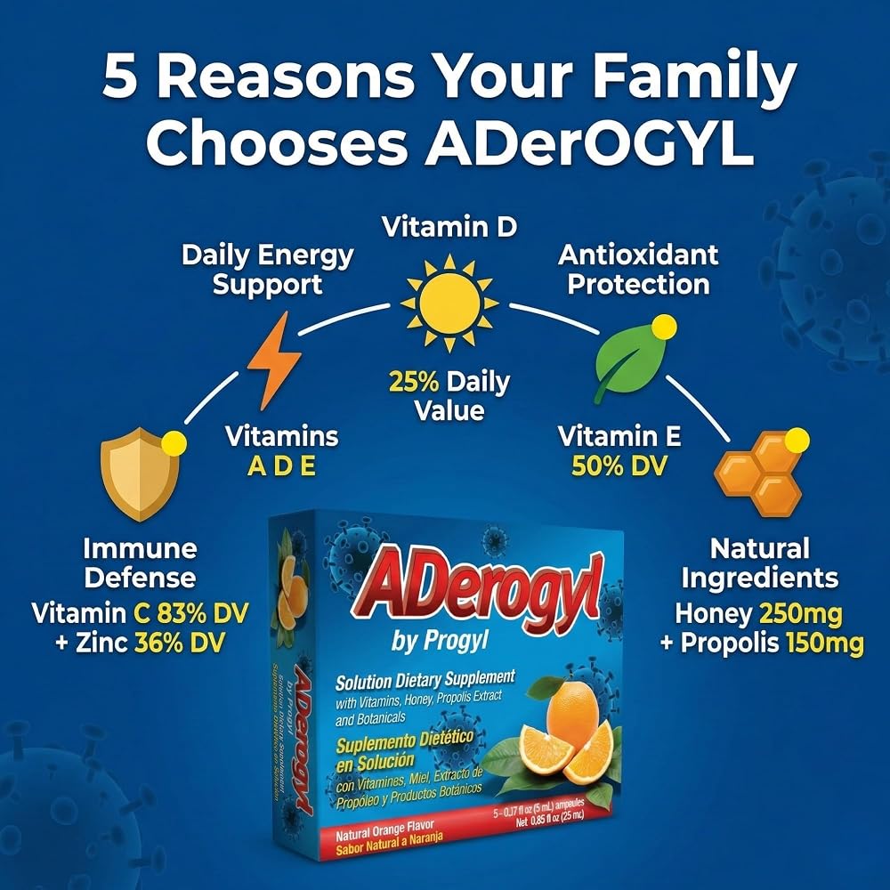 Aderogyl Liquid Multivitamin A C D E Zinc Honey - 5 Ampoules - image 3