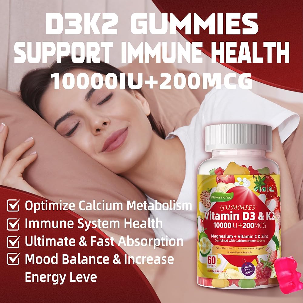 Wekannufod Sugar-Free Vitamin D3 K2 Gummies