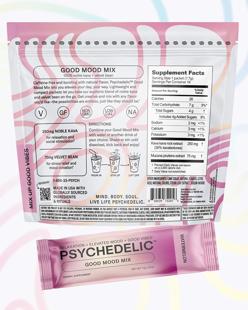 Psychedelic Water Good Mood Mix Watermelon Kava Drink - 14 Packets - image 5