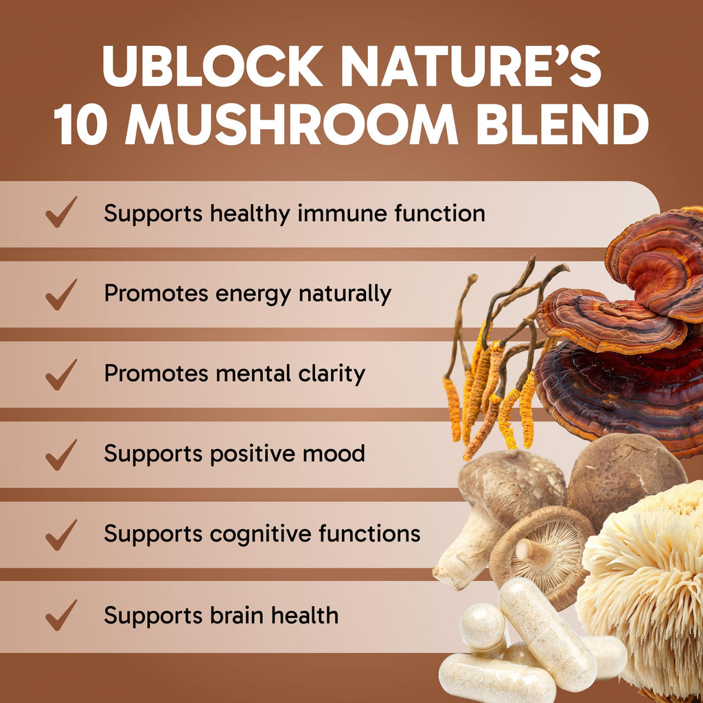 Clinical Effects Mushroom Formula 10 Brain Support - 60 Vegetarian Capsules - image 3
