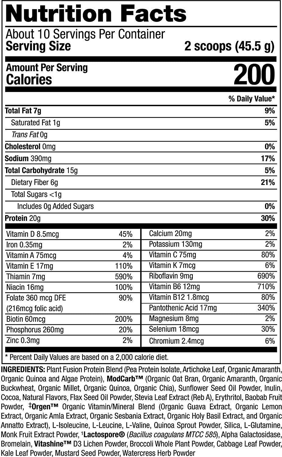 PlantFusion Complete Meal Replacement Shake - Plant Based Protein