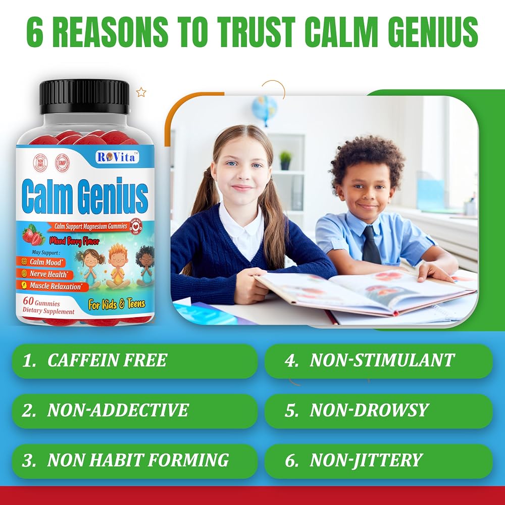 ROVita Calm Genius Magnesium Citrate Gummies for Kids - 60 Count - image 6