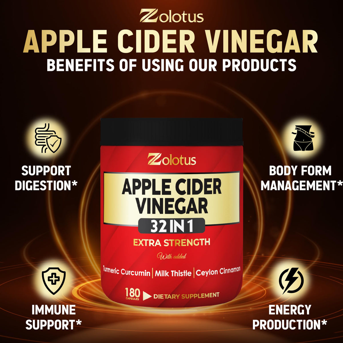 Zolotus Apple Cider Vinegar 32-in-1 Capsules - 180 Capsules - image 8