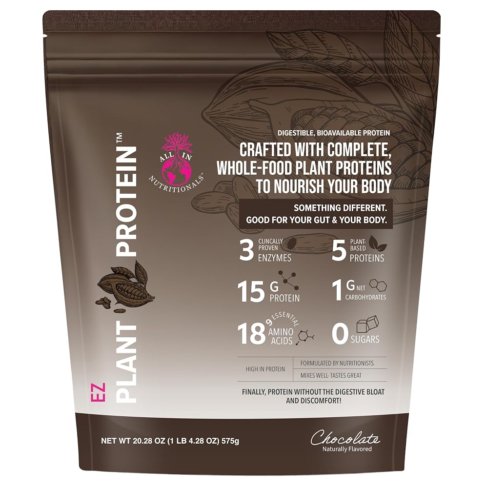 All In Nutritionals EZ Plant Protein Powder Chocolate - 19.4 oz