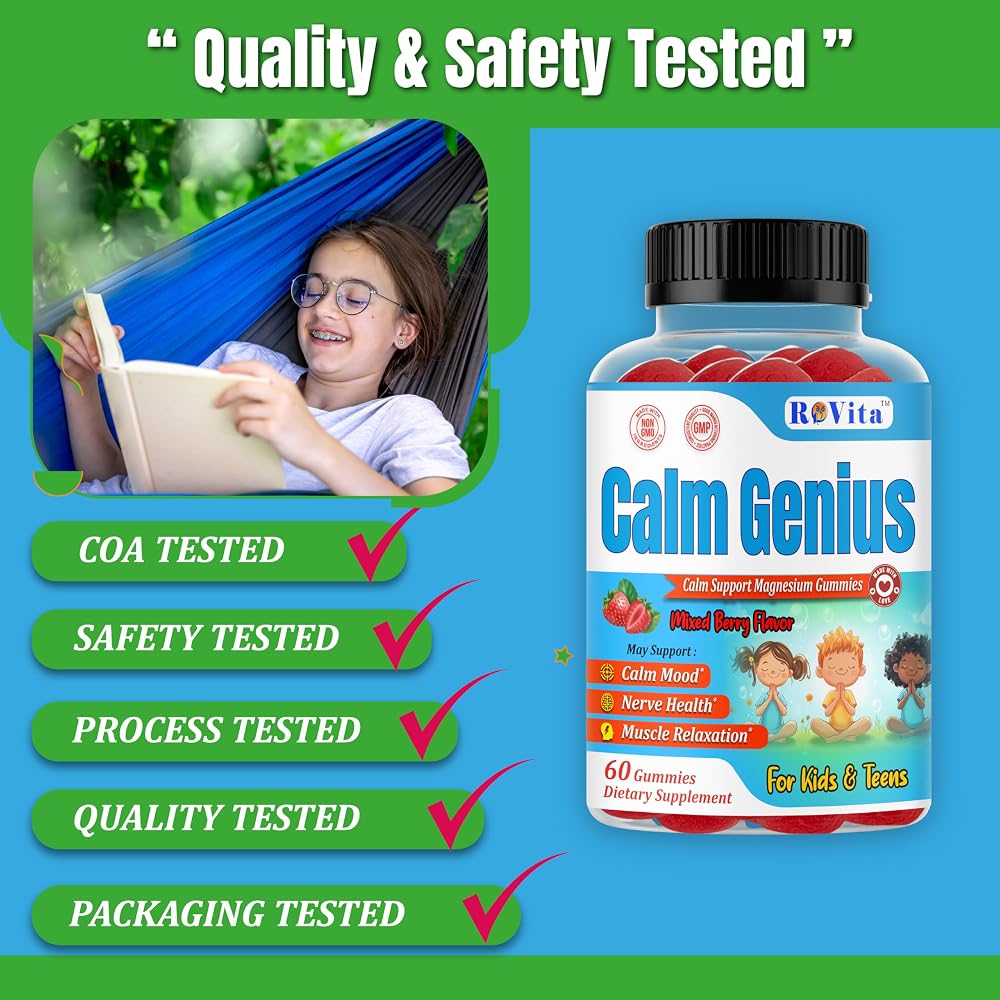 ROVita Calm Genius Magnesium Citrate Gummies for Kids - 60 Count - image 9