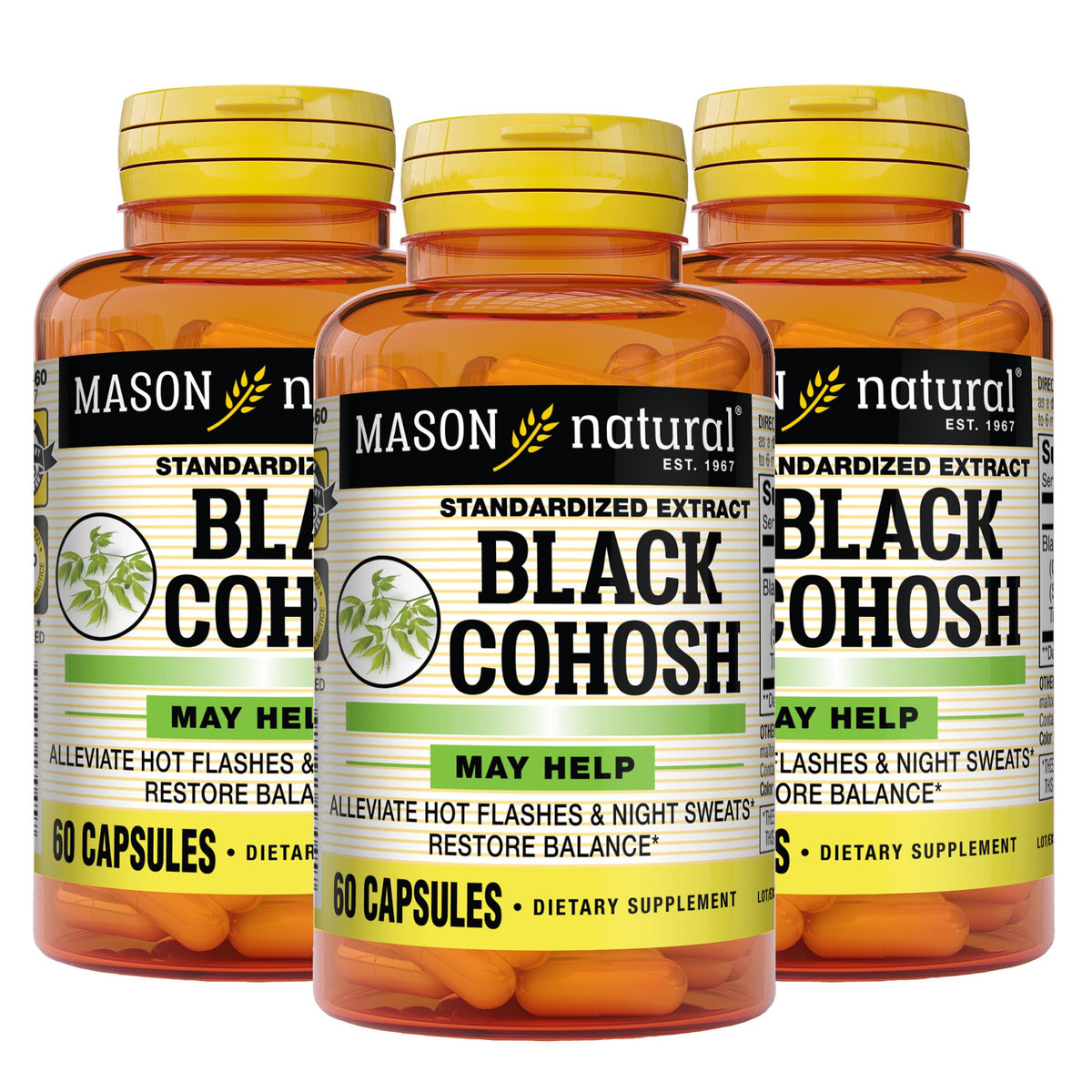 MASON NATURAL Black Cohosh Herbal Supplement - 180 Capsules