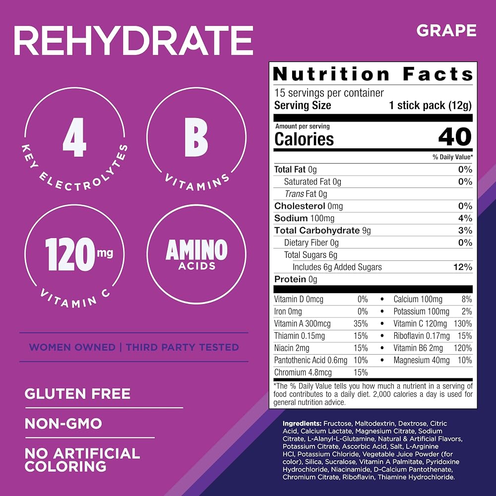 AdvoCare Rehydrate Electrolyte Drink Mix, Grape