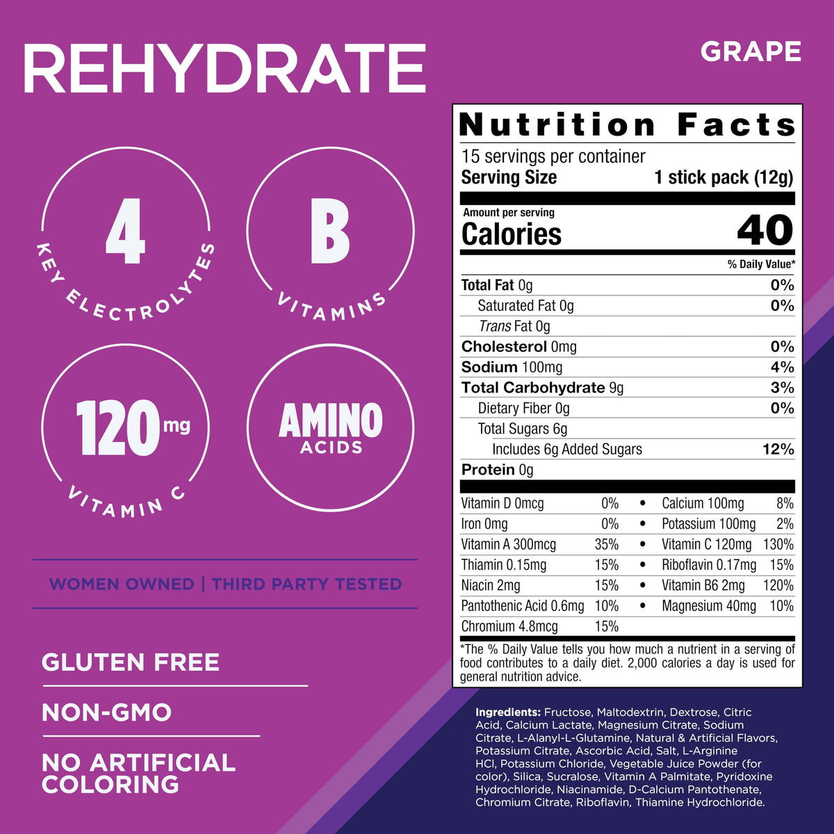 AdvoCare Rehydrate Electrolyte Drink Mix Grape - 12.7 oz - image 2