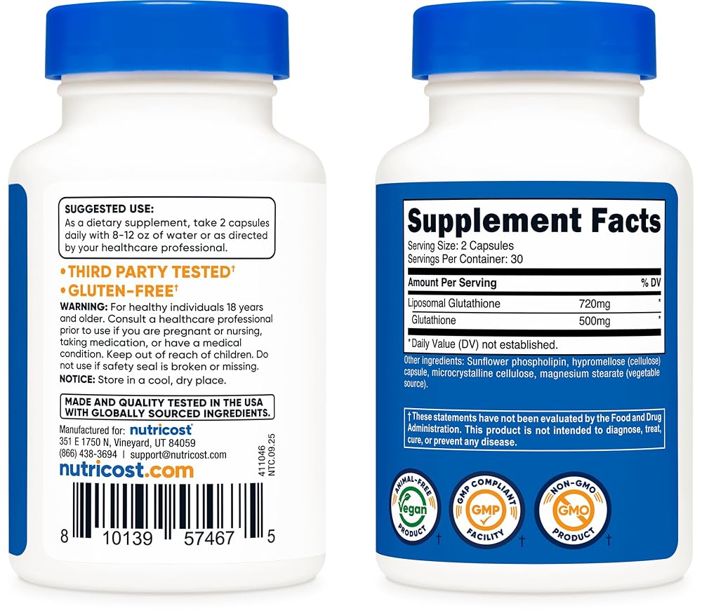 Nutricost Liposomal Glutathione Supplement - 60 Capsules - image 4