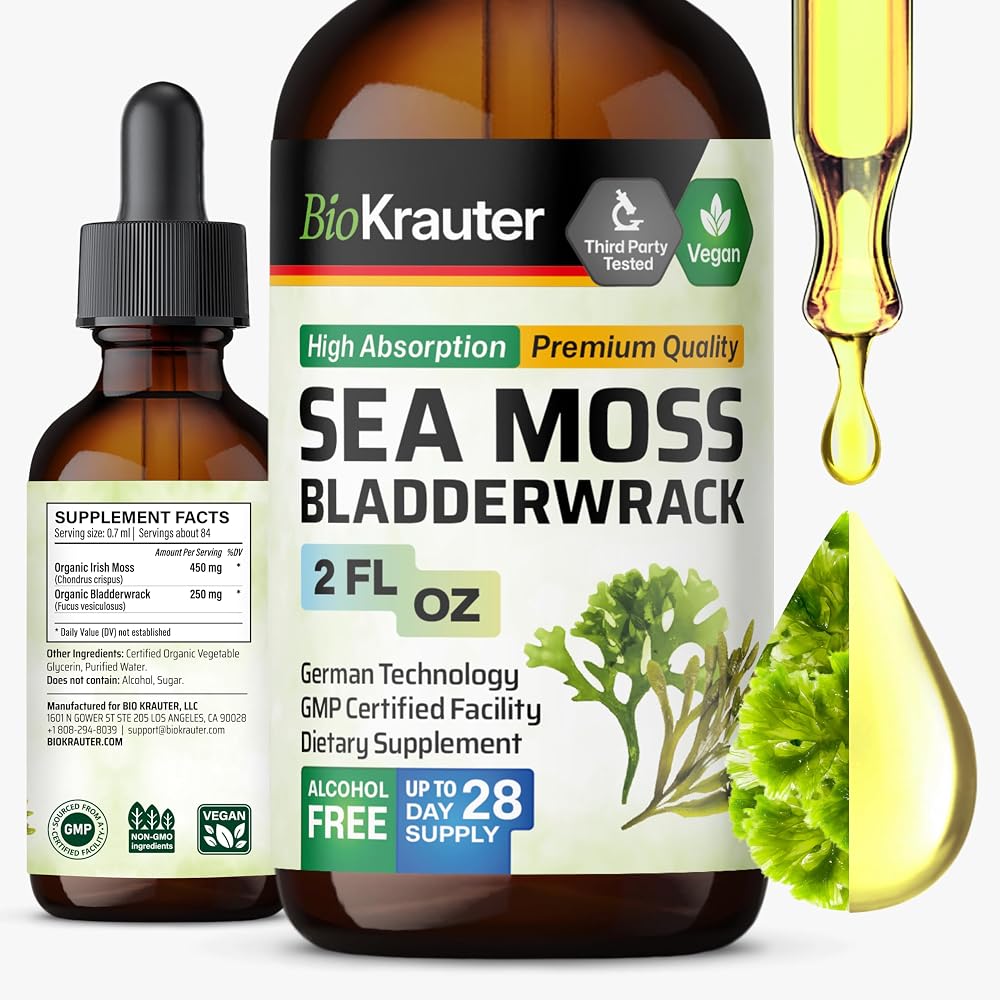 BIO KRAUTER Sea Moss Seaweed Supplement Drops - 2 Fl Oz