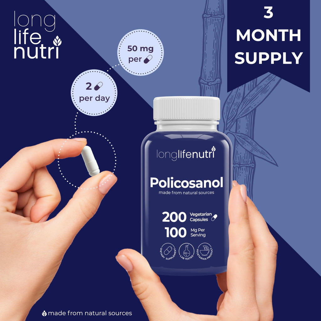 LongLifeNutri Policosanol 100mg - 200 Vegetarian Capsules - image 4
