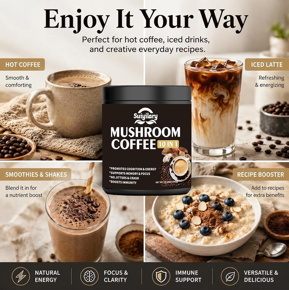 Suiyilary 10 Mushroom Coffee with Arabica w