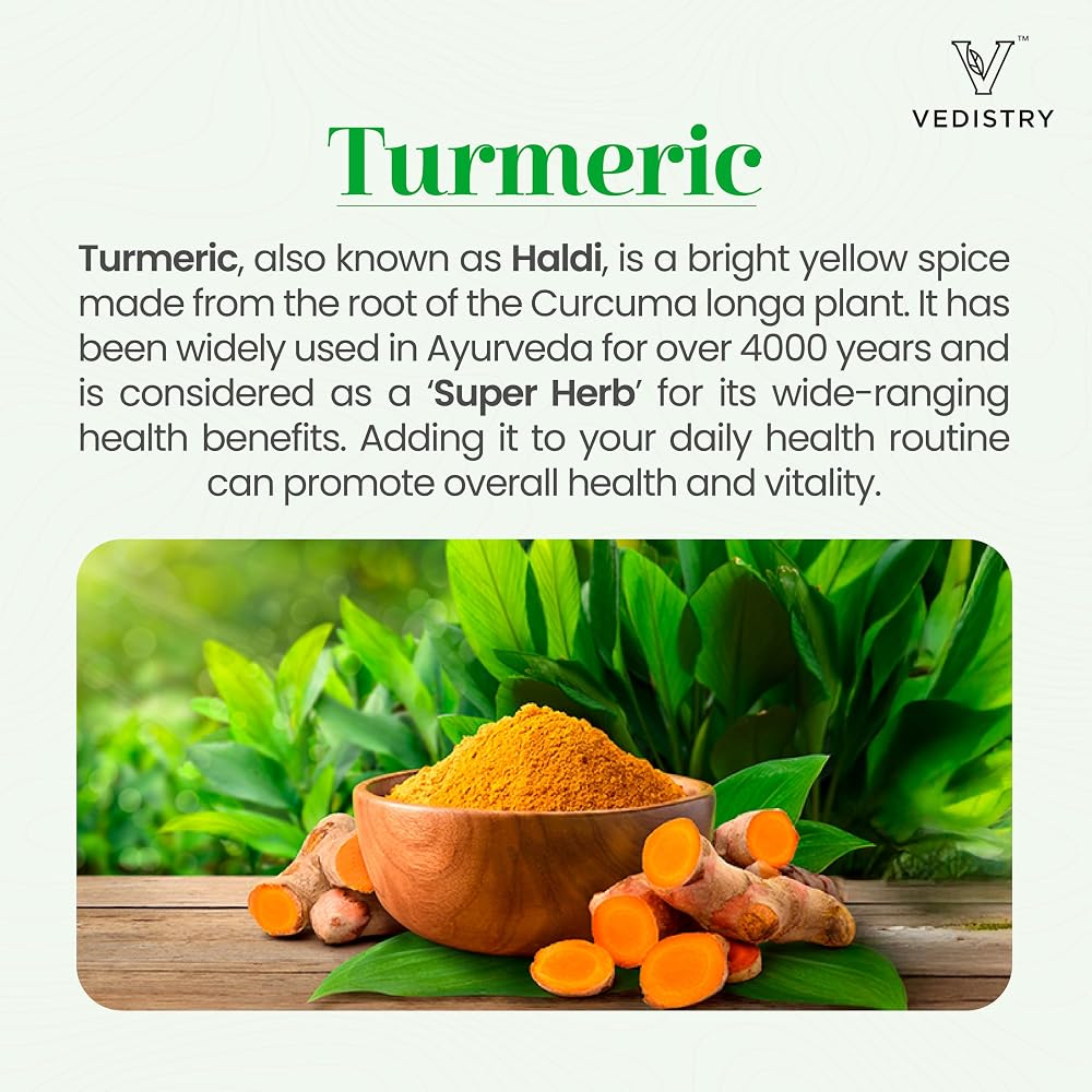 Vedistry Turmeric Tablets with Curcumin & Long Pepper - 60 Tablets - image 2