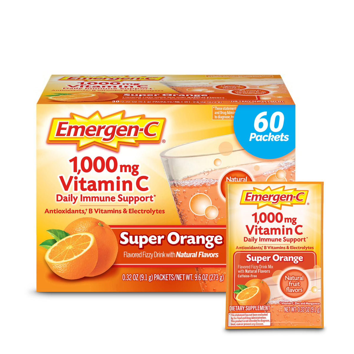 Emergen-C Vitamin C 1000mg Powder for Immune Support - 60 Packets