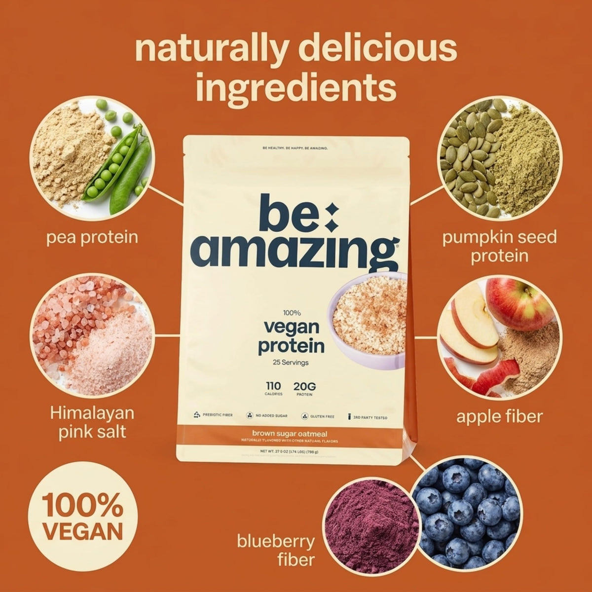 BE AMAZING Vegan Protein Powder Brown Sugar Oatmeal - 25 Servings - image 5