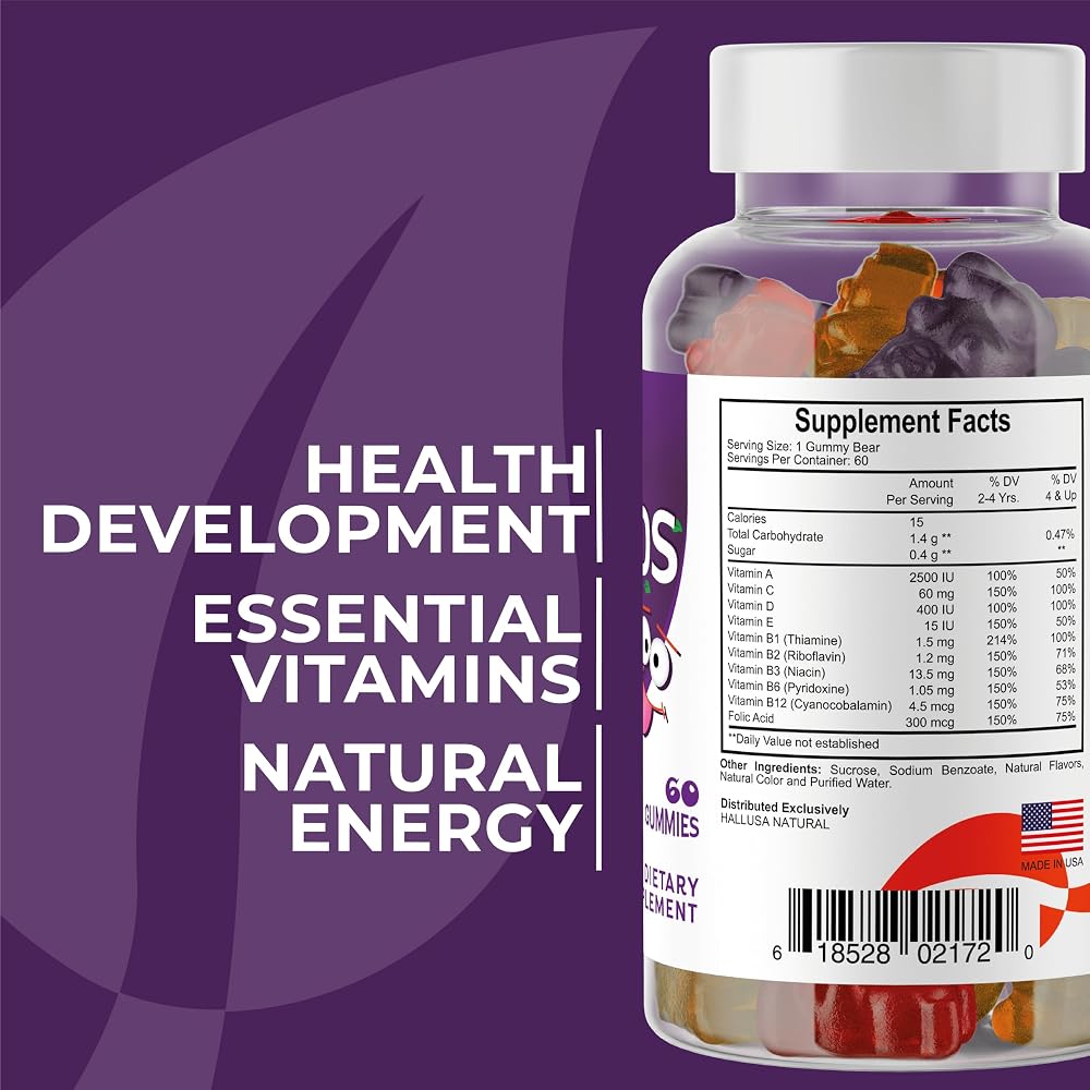 Hallusa Natural HallKids Multivitamin Gummies for Kids - 60 Gummies - image 2