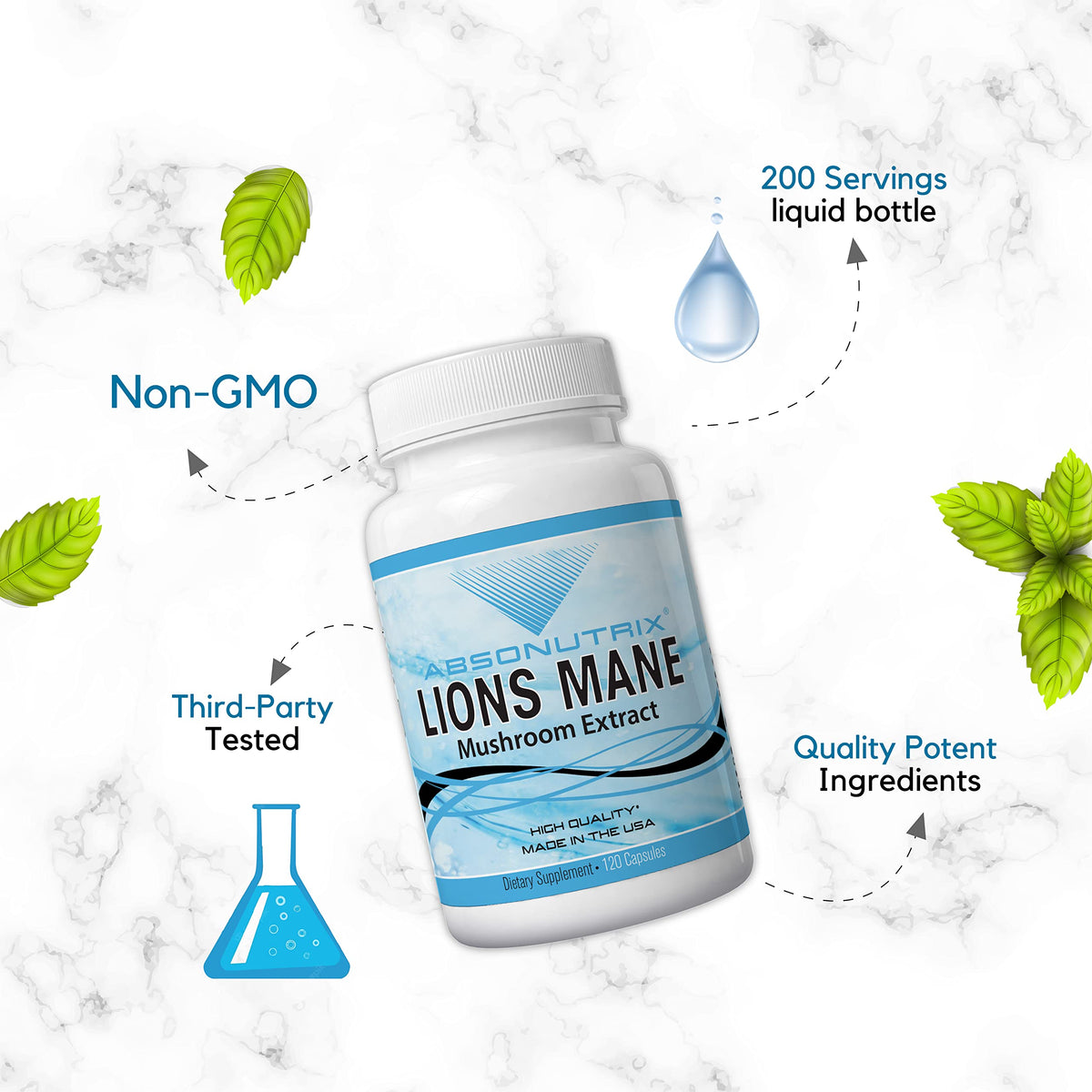 Absonutrix Lion's Mane Mushroom Extract 500 mg - 120 Capsules - image 2