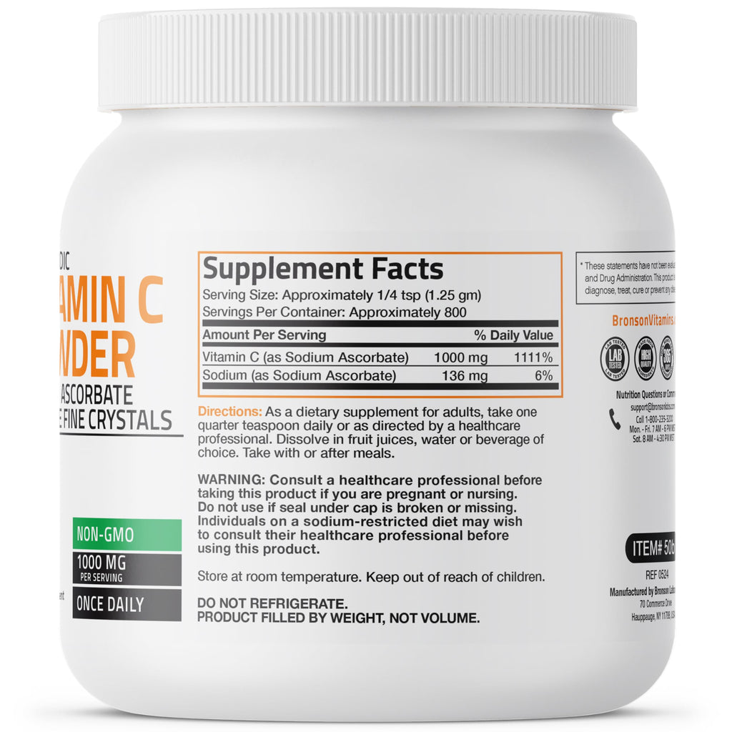 Bronson Powder Vitamin C 1000mg Healthy Immune System, Antioxidant