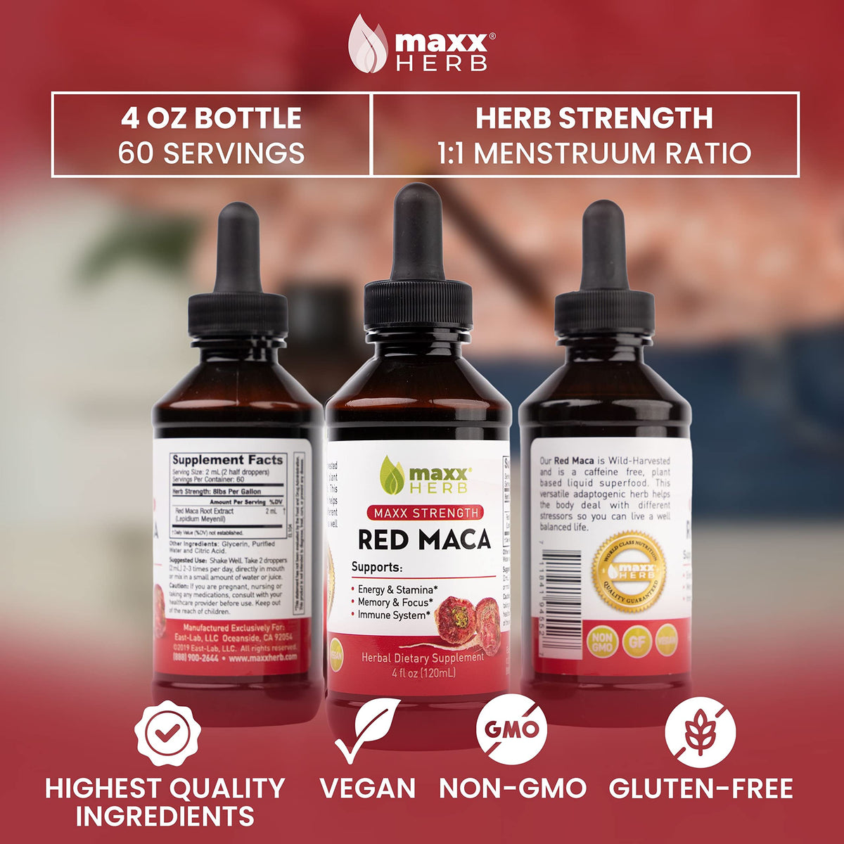 Maxx Herb Red Maca Root Liquid Extract for Stamina & Focus - 4 Pack - image 5