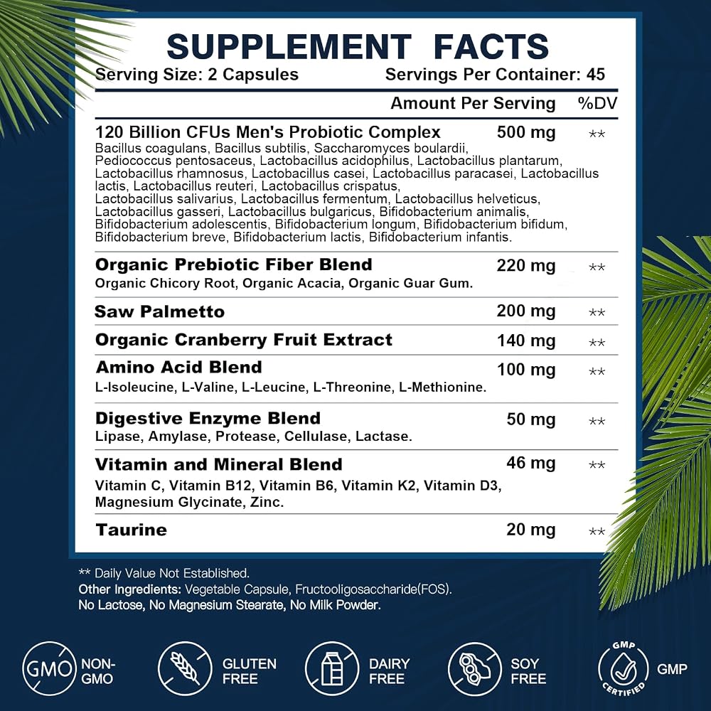 DRFOSTER Probiotics for Men Digestive Health 120 Billion CFU - 90 Capsules - image 2