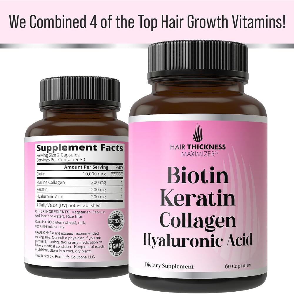 Hair Thickness Maximizer Biotin Keratin Collagen - 60 Capsules - image 6