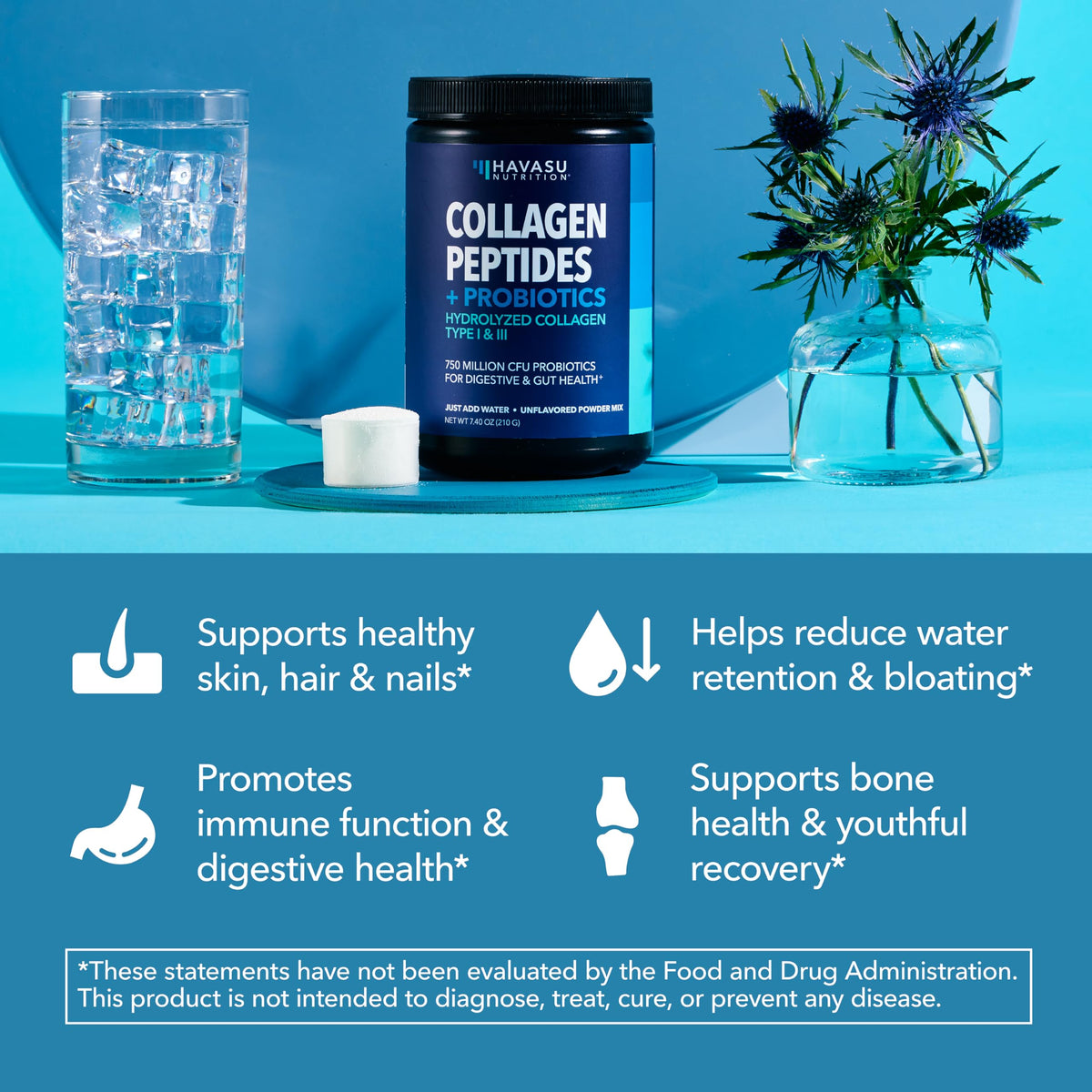 Havasu Nutrition Collagen Peptides Powder with Probiotics - 7.4 oz - image 8