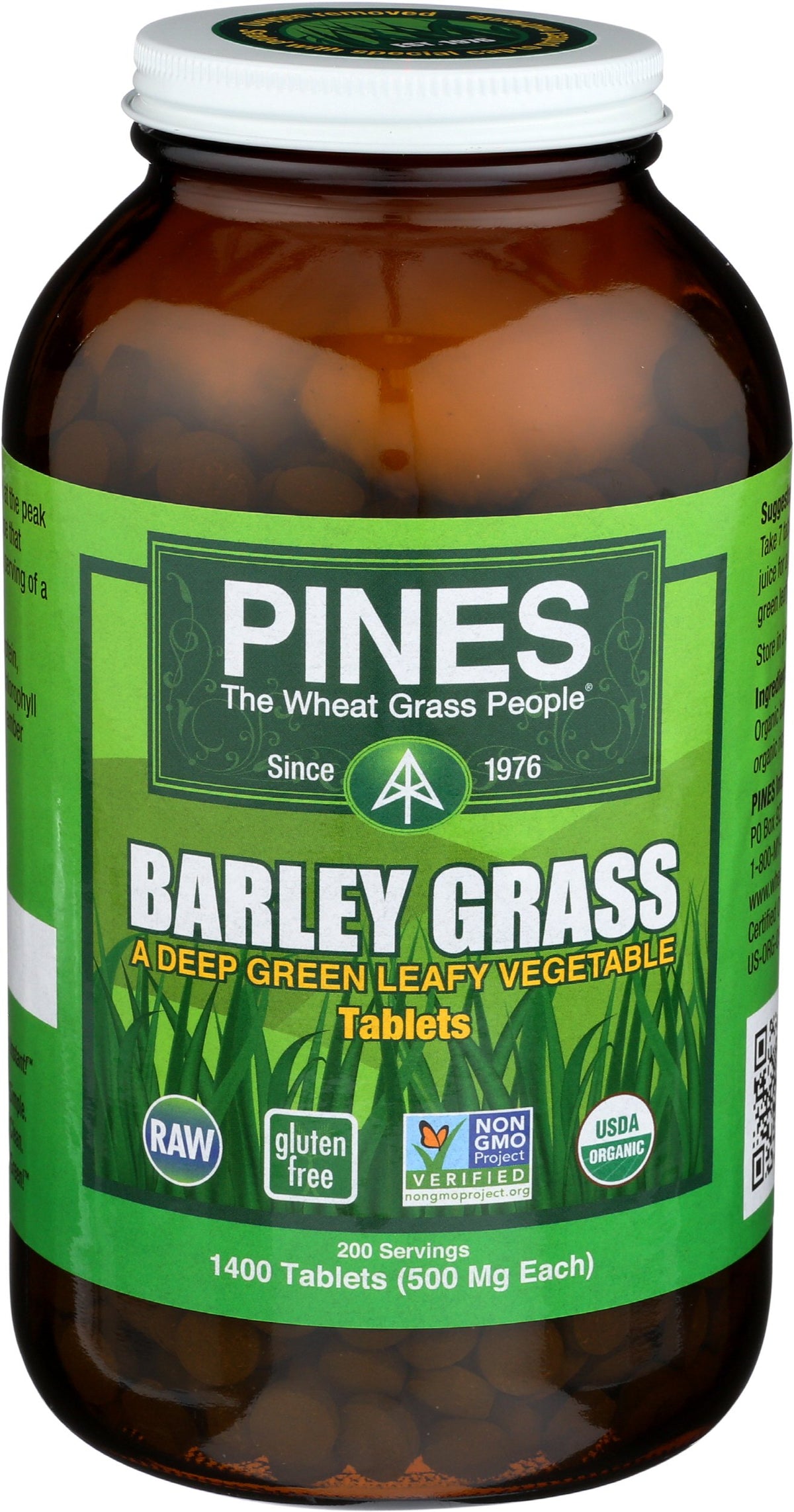 Pines Barley Grass Whole Food Supplement - 1,400 Tablets