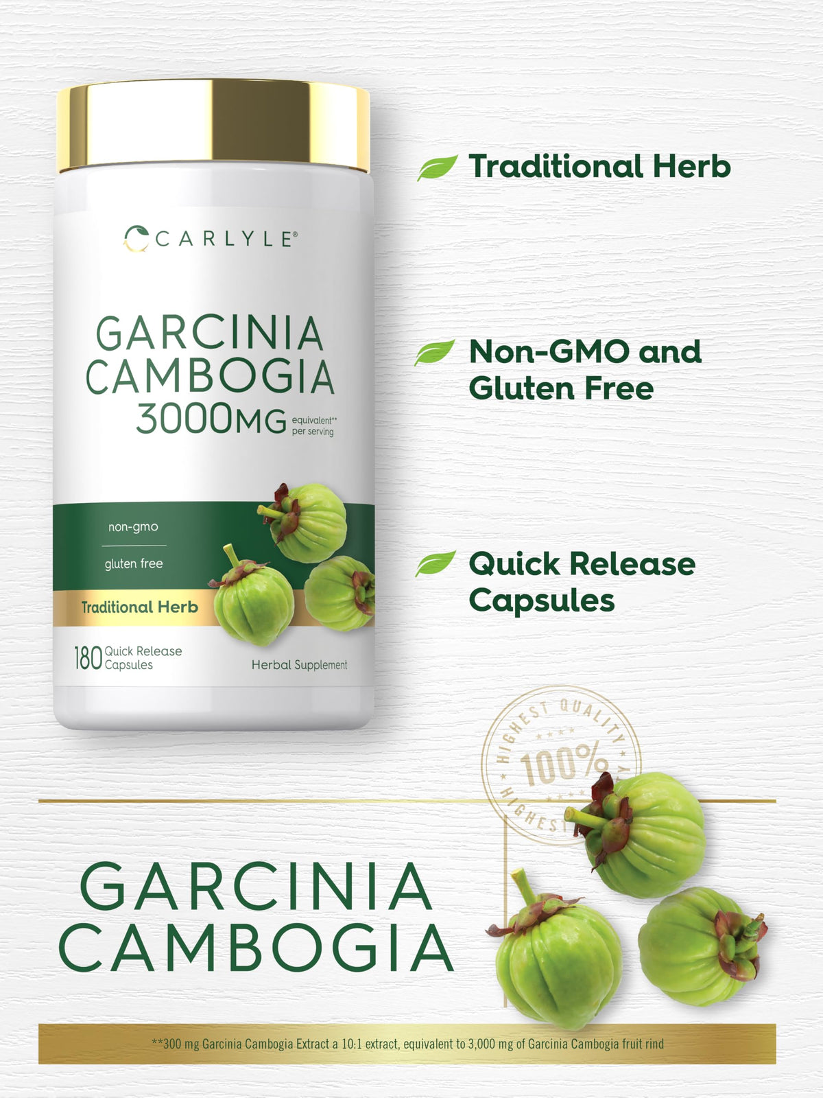 Carlyle Garcinia Cambogia Extract - 180 Capsules - image 4