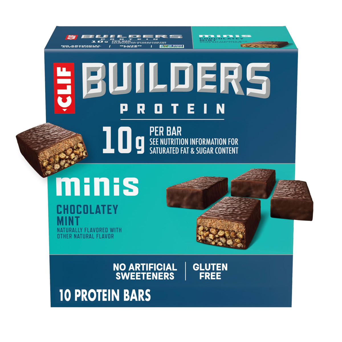 Clif Builders Minis Chocolatey Mint Protein Bars - 10 Count