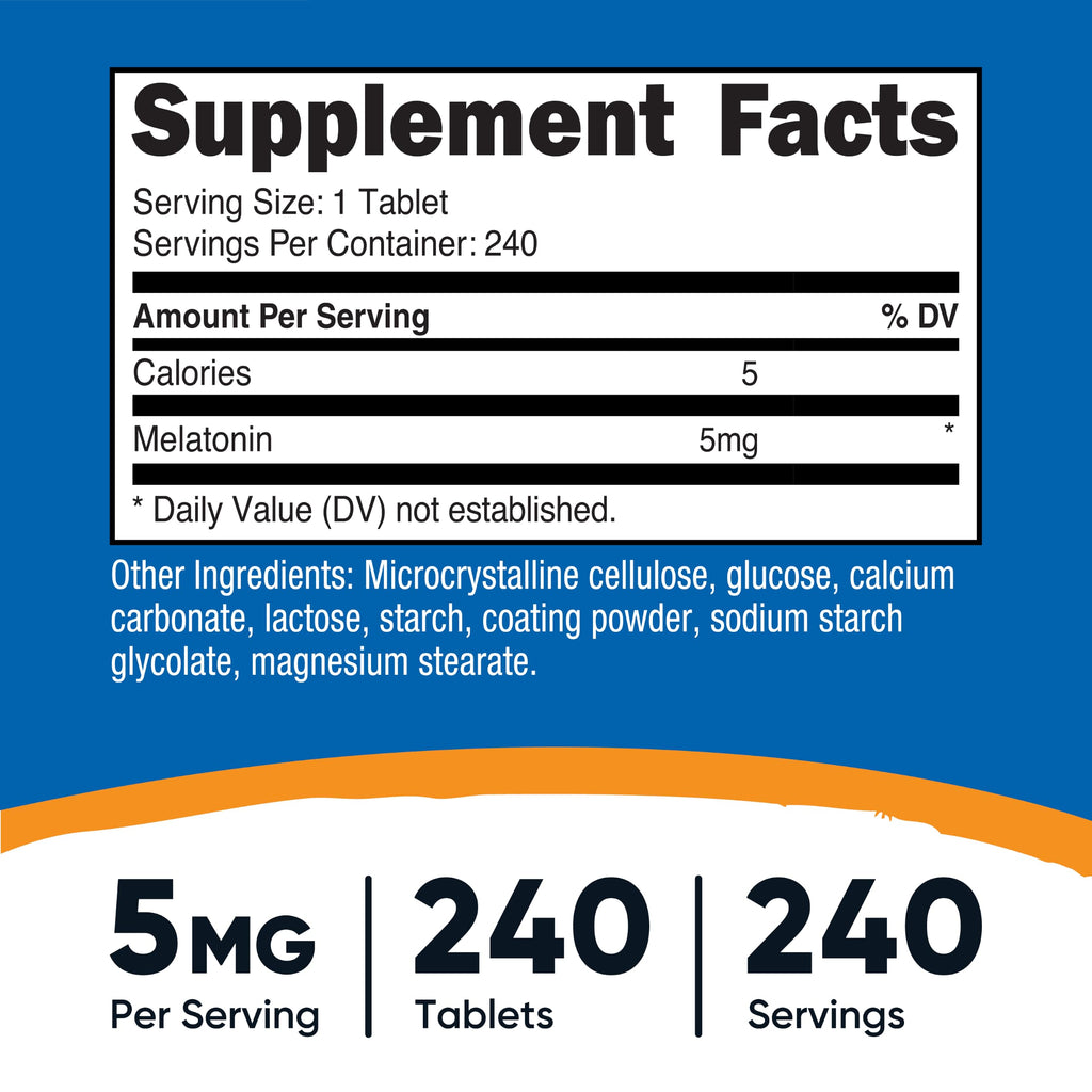 Nutricost Melatonin 5mg Sleep Support - 240 Tablets - image 2