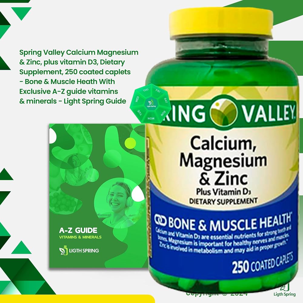 LightSpring Calcium Magnesium Zinc & Vitamin D3 - 250 Caplets - image 2