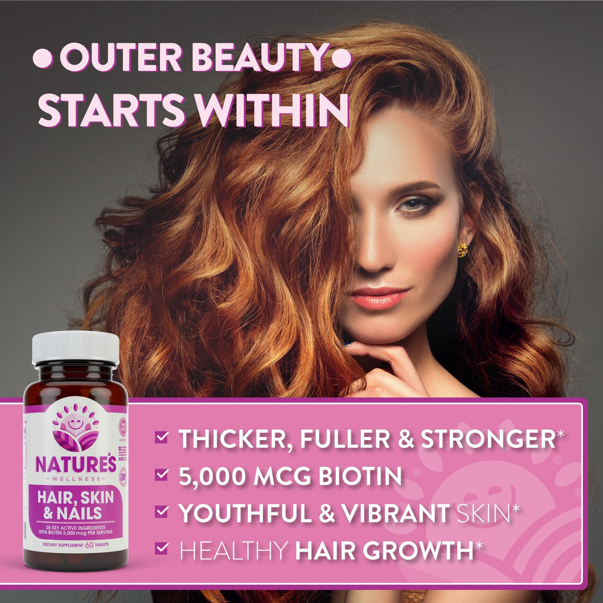 Natures Wellness Hair, Skin & Nails Supplement - 60 Tablets - image 3