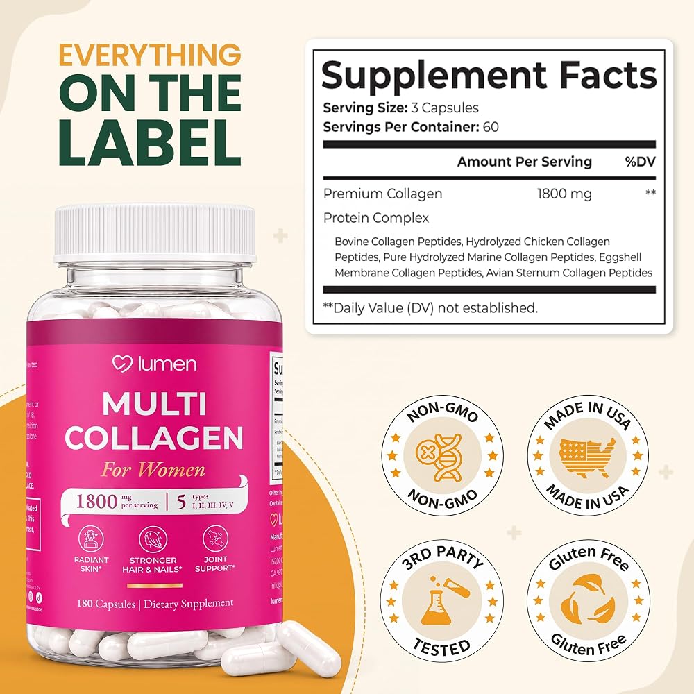 Lumen Naturals Multi Collagen for Women - 180 Capsules - image 2
